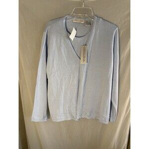 Carolyn Taylor Women’s Small Blue Embroidered Cardigan Sweater Set New W/ Tags